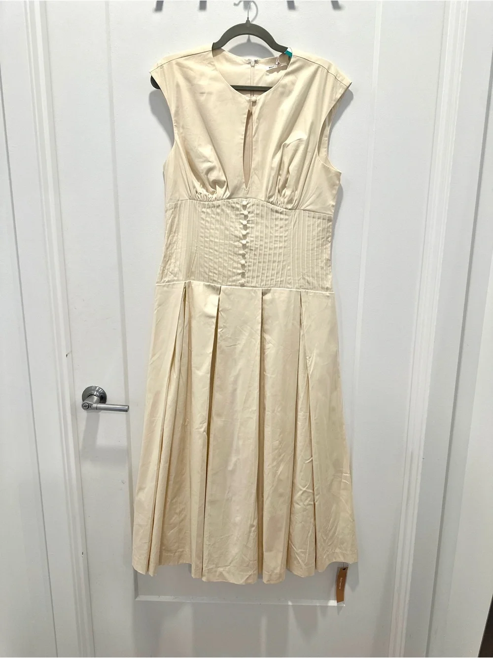 NWT Reformation Renaie Midi Dress Cream Size 10 Cotton Sleeveless Summer Organic - Picture 3 of 10